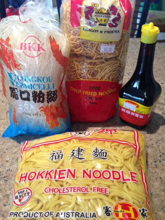 Noodles much? Plus a bottle of Magi Seasoning that Kylie Kwong  uses in a lot of her recipes.